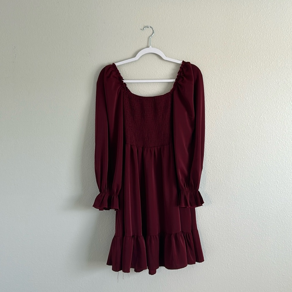 Light burgundy square neck dress